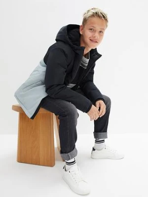 Wodoodporna kurtka zimowa z kapturem i blokami kolorów bonprix