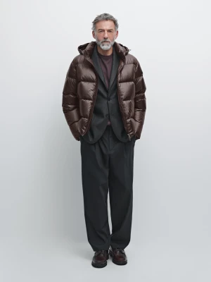 Wodoodporna Satynowa Kurtka Pikowana - Brązowy - - Massimo Dutti - Male