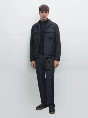 Bardzo Lekka Hydrofobowa Kurtka Pikowana - Granatowy - - Massimo Dutti - Mężczyzna