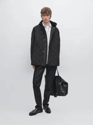 Wodoodporna Kurtka Pikowana - Czarny - - Massimo Dutti - Mężczyzna