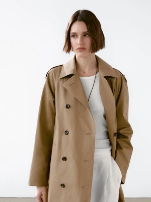 Wodoodporny Trencz Ze 100% Bawełny - Brązowy - - Massimo Dutti - Kobieta
