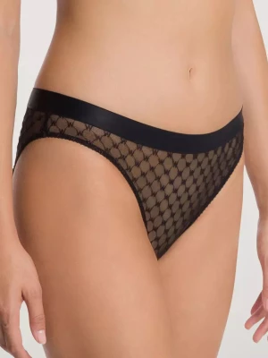 Wolford Brązowe figi w monogram Sheer Logo