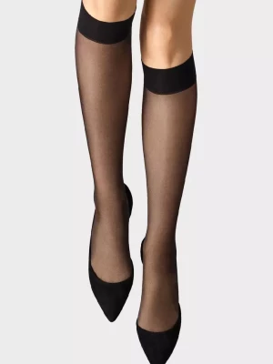 Wolford Czarne podkolanówki Satin Touch 20