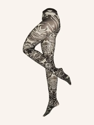 Wolford Rajstopy Paisley Tattoo schwarz czarny