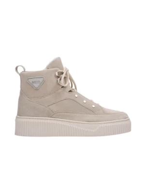 Womens Beige Suede High-top Sneakers with Insulation Estro Er00112210 Estro