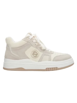 Womens Beige White High-Top Sneakers made of Leather and Suede Estro Er00114290 Estro