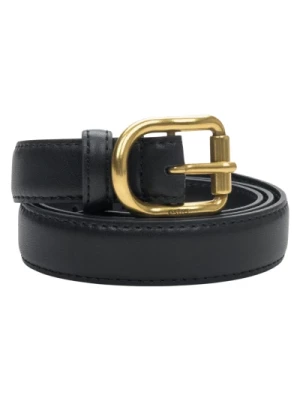 Womens Black Leather Belt with Gold Buckle Estro Er00113195 Estro