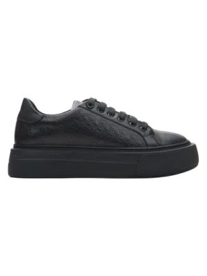 Womens Black Sneakers made of Genuine Leather with Thick Sole Estro Er00114395 Estro