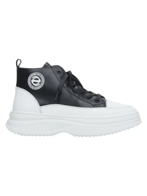 Women's Black & White Leather High-Top Sneakers Estro Er00113462 Estro