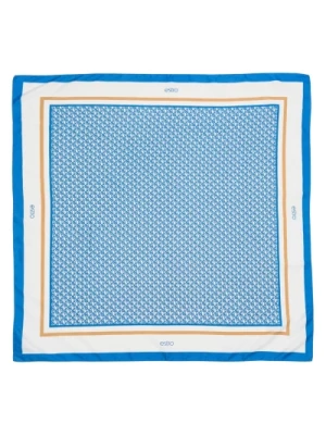 Womens Blue White Neckerchief with Geometric Pattern Estro Er00113481 Estro