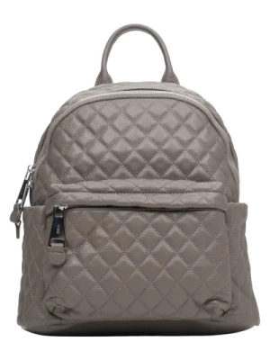 Women's Dark Grey Backpack made of Quilted Genuine Leather Estro Er00112158 Estro