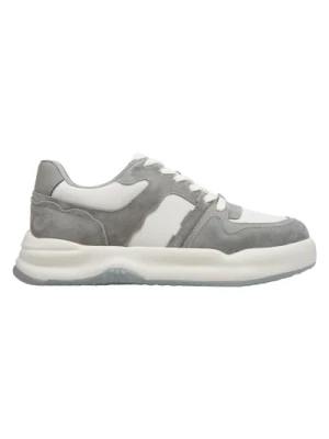 Women's Grey & White Suede & Leather Low-Top Sneakers Estro Er00114662 Estro