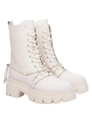Women's Light Beige Leather Ankle Boots Estro Er00111890 Estro