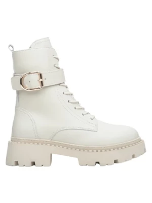 Womens Light Beige Winter Boots made of Genuine Leather with a Strap Estro Er00113909 Estro
