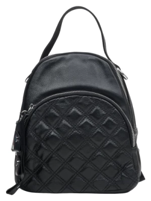 Women's Mini Backpack Purse made of Quilted Genuine Leather in Black Estro Er00113716 Estro