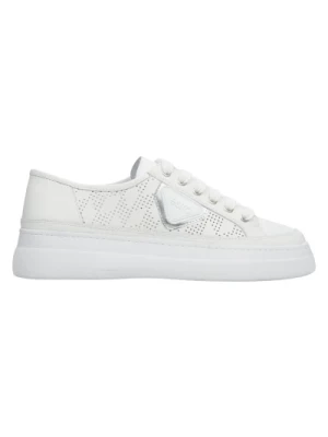 Women's White Leather Low-Top Sneakers with Perforation for Summer Estro Er00112847 Estro