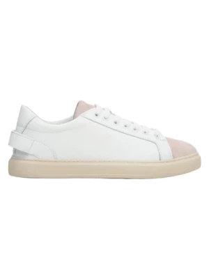 Womens White Pink Sneakers made of Genuine Leather Velour Estro Er00112839 Estro