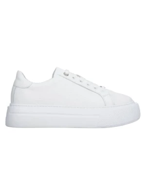 Womens White Sneakers made of Genuine Leather with Thick Sole Estro Er00114538 Estro