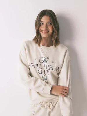 women'secret bluza damska kolor beżowy z nadrukiem 3272291