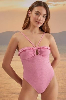 women'secret jednoczęściowy strój kąpielowy VERBENA kolor różowy miękka miseczka 5525820