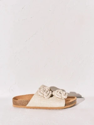women'secret klapki damskie MMT FLOWER BIO ECRU