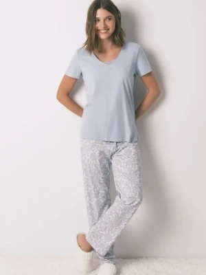 women'secret komplet piżamowy bawełniany damska kolor niebieski bawełniana 3592471