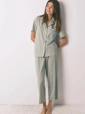 women'secret komplet piżamowy bawełniany damska kolor zielony 3592468