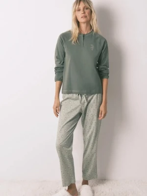women'secret komplet piżamowy bawełniany damska kolor zielony bawełniana 3592466