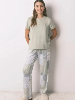 women'secret komplet piżamowy damska kolor zielony 3592473