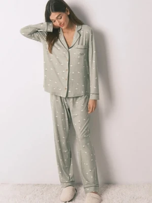 women'secret komplet piżamowy damska kolor zielony 3592480