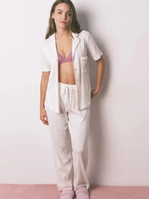 women'secret komplet piżamowy z bawełną damska kolor beżowy 3132250