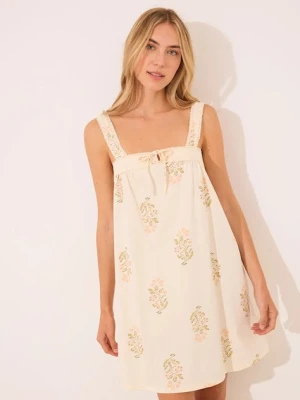 women'secret koszula nocna bawełniana damska kolor beżowy bawełniana 4449089