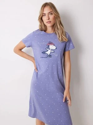 women'secret koszula nocna bawełniana SNOOPY kolor fioletowy bawełniana 4448055