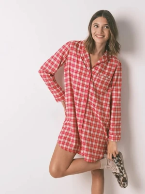 women'secret koszula nocna z bawełną damska kolor czerwony 4442121