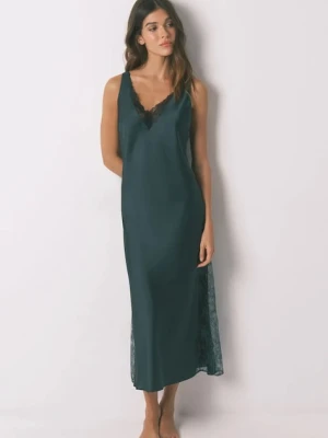 women'secret koszulka nocna damska kolor zielony satynowa 3412915
