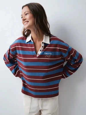 women'secret longsleeve damski bawełniany bordowy
