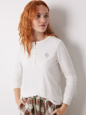 women'secret longsleeve piżamowy bawełniany MIX AND MATCH LOVE ACTUALLY kolor beżowy bawełniana 3278418