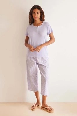 women'secret piżama bawełniana COTTON SET kolor fioletowy bawełniana 3598026