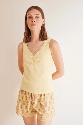 women'secret piżama bawełniana DAILY BOHO kolor żółty bawełniana 3598045