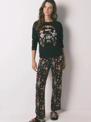 women'secret piżama bawełniana damska kolor czarny bawełniana 3132146