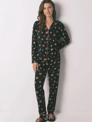 women'secret piżama bawełniana damska kolor czarny bawełniana 3132159