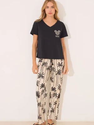 women'secret piżama bawełniana damska kolor czarny bawełniana 3139908