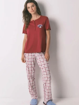 women'secret piżama bawełniana damska kolor czerwony bawełniana 3132157
