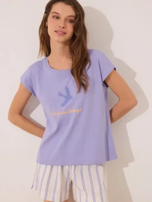 women'secret piżama bawełniana damska kolor fioletowy bawełniana 3599187
