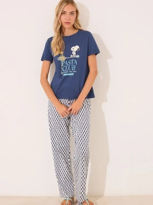 women'secret piżama bawełniana damska kolor granatowy 3132107