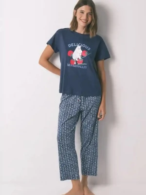 women'secret piżama bawełniana damska kolor granatowy bawełniana 3132101