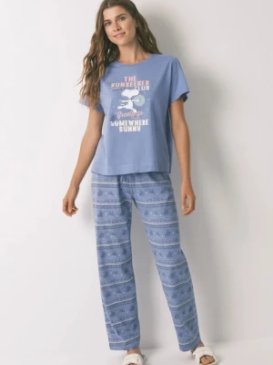 women'secret piżama bawełniana damska kolor niebieski bawełniana 3132102