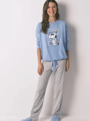 women'secret piżama bawełniana damska kolor niebieski bawełniana 3132129