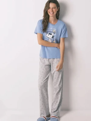women'secret piżama bawełniana damska kolor niebieski bawełniana 3132145