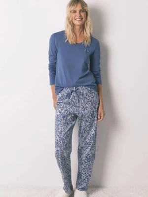 women'secret piżama bawełniana damska kolor niebieski bawełniana 3592439